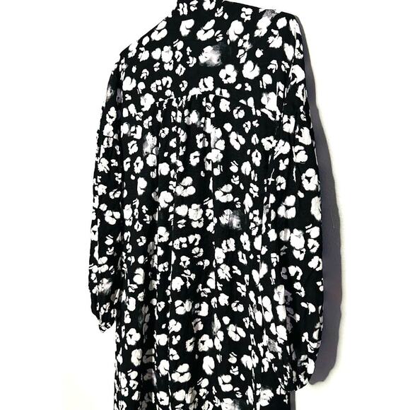 Ted Baker Black White Wilmy Longline Neck Bow Button Up Midi Dress Size 2 - Picture 6 of 16